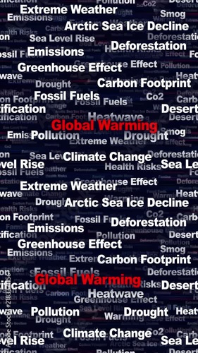 GLOBAL WARMING Seamless Endless Keywords Animation, Background, Loop
