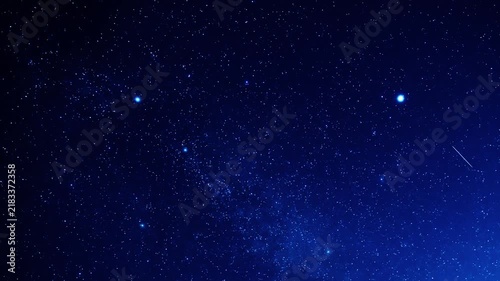 Constellations and Milky Way stars on a dark countryside skies. Time-lapse video.