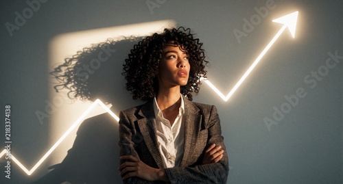 Successful Businesswoman with Growing Profit Graph