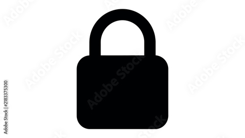 Secure Lock Icon: A simple, bold black icon of a padlock symbolizes security, privacy, and protection.