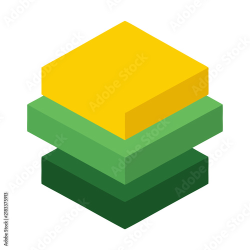 Modern Isometric Stacked Geometric Blocks Icon