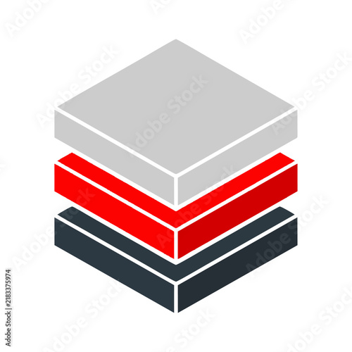 Modern Isometric Stacked Geometric Blocks Icon