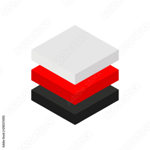 Modern Isometric Stacked Geometric Blocks Icon