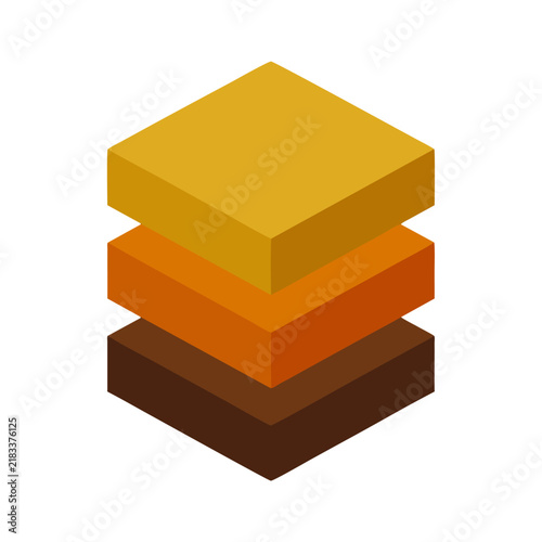 Modern Isometric Stacked Geometric Blocks Icon