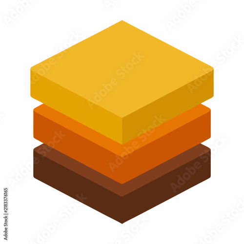 Modern Isometric Stacked Geometric Blocks Icon