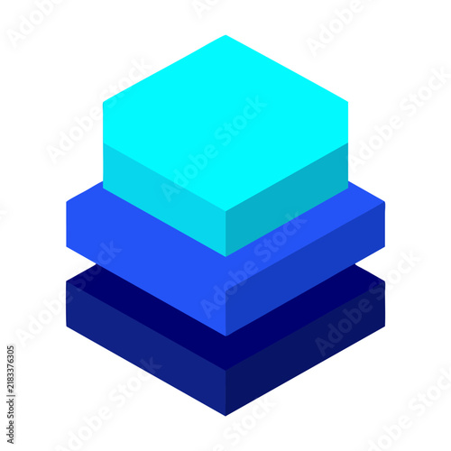 Modern Isometric Stacked Geometric Blocks Icon
