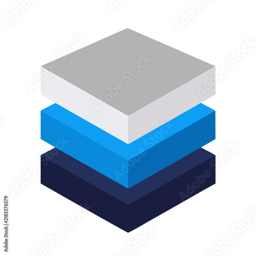 Modern Isometric Stacked Geometric Blocks Icon