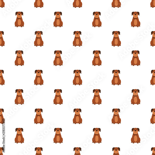 Seamless pattern featuring cute brown cartoon dogs sitting on a white background