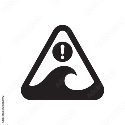 tsunami warning sign icon featuring a triangle and ocean wave symbol