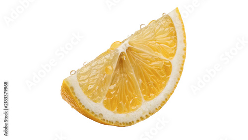 Foto Fresh half slice of round yellow lemon isolated on transparent background
