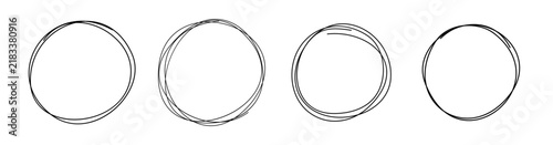 Set of Messy Line Art Round Shapes