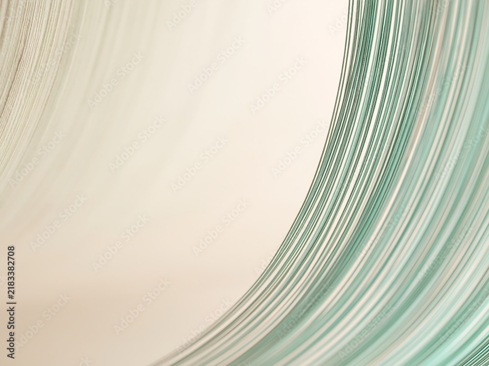 Fototapeta premium Abstract light green transparent curves with minimalist background 