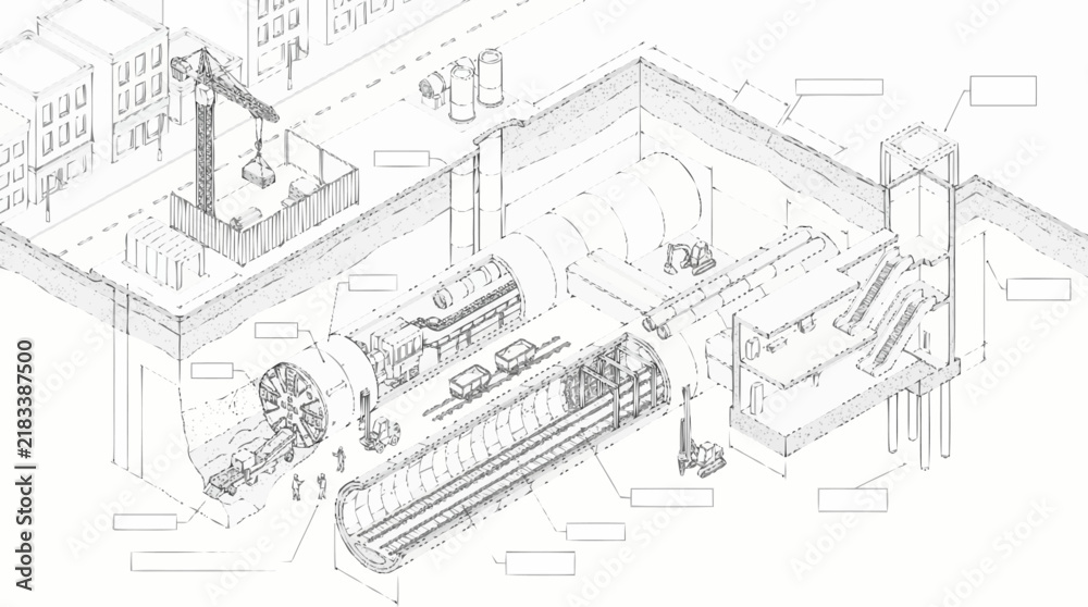 Fototapeta premium Metro construction and underground subway tunnel engineering
