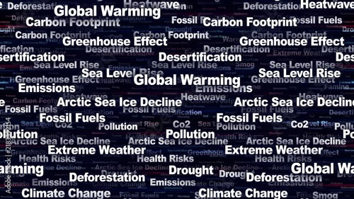 GLOBAL WARMING Seamless Endless Keywords Animation, Background, Loop
