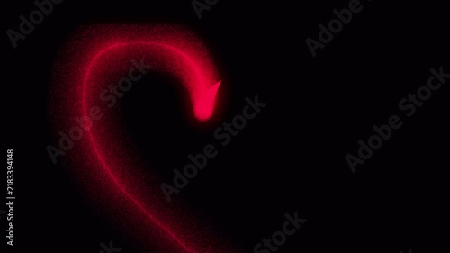 Red Outline Heart Drawing Animation with Alpha Channel Transparent Background