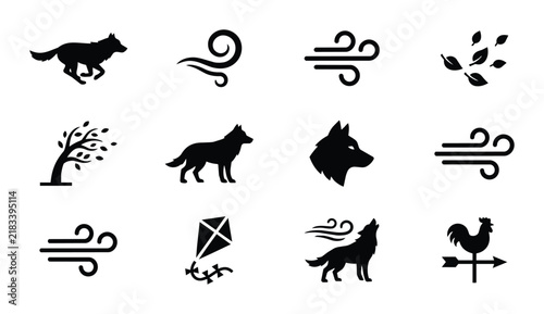 Foto Wolf Wind Icons, Nature Set