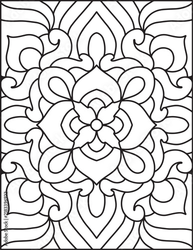 Intricate Floral Mandala Coloring Page – Black and White Decorative Line Art