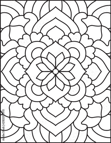 Intricate Floral Mandala Coloring Page – Black and White Decorative Line Art