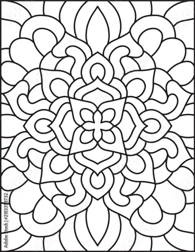Intricate Floral Mandala Coloring Page – Black and White Decorative Line Art