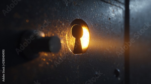 Plakat Keyhole with glowing light inside