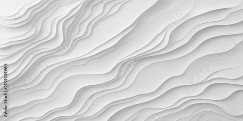 abstract white paper cut 3d wavy topographic background vector layered contour wave relief texture design