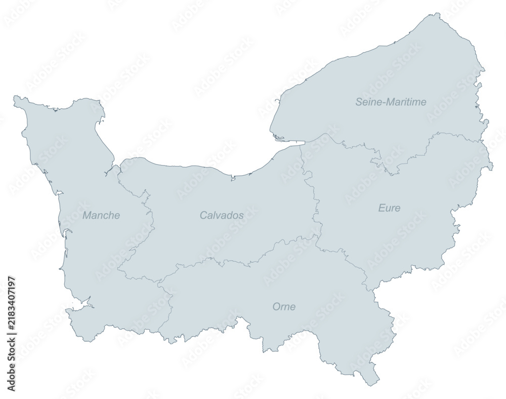 Obraz premium Normandy Region Map - Administrative Divisions