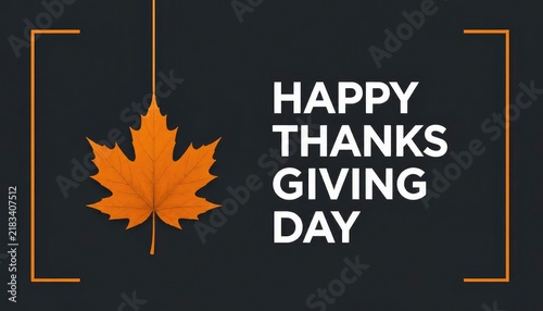 Happy thanksgiving day greeting card with maple leaf