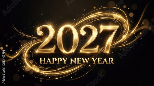 Golden 2027 happy new year celebration background