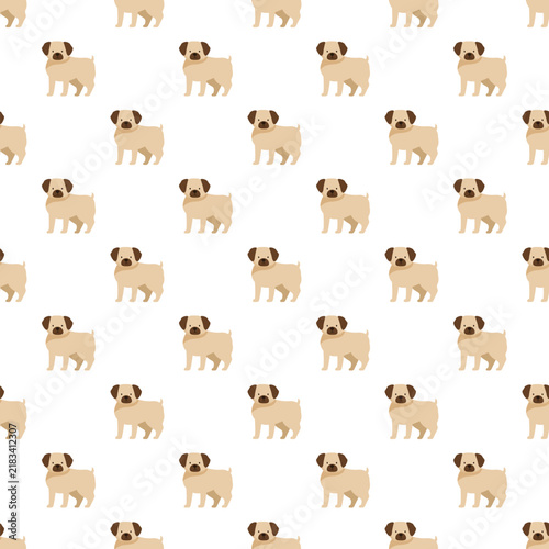 Cartoon pug dogs forming a fun, repetitive, and endless design