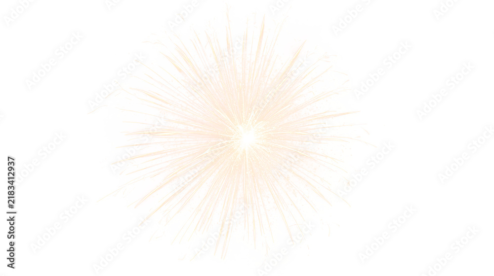 Obraz premium Golden starburst light effect on transparent background. Bright sunburst flare with radiating yellow rays and sparks. Abstract glowing explosion vector illustration