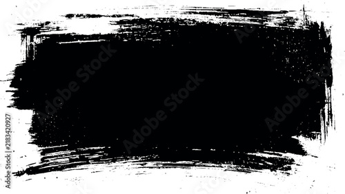 Rectangular black ink brush stroke with rough edges and dry texture