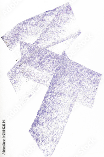 Purple grainy ink strokes and messy lines isolated on transparent background. Abstract vertical dithered texture for artistic design.