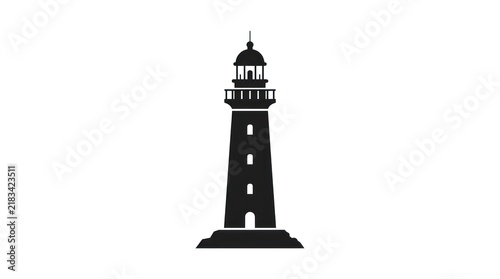 Black silhouette tower beacon guiding light structure