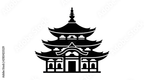 Traditional pagoda architecture silhouette icon asian culture landmark
