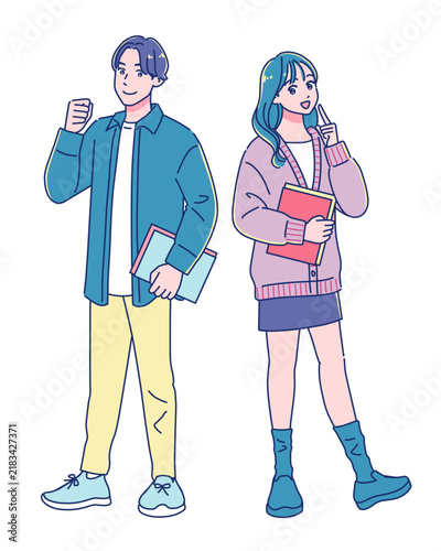 カジュアルな長袖の学生男女