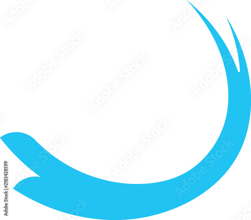 Abstract blue swoosh wave icon, isolated vector design