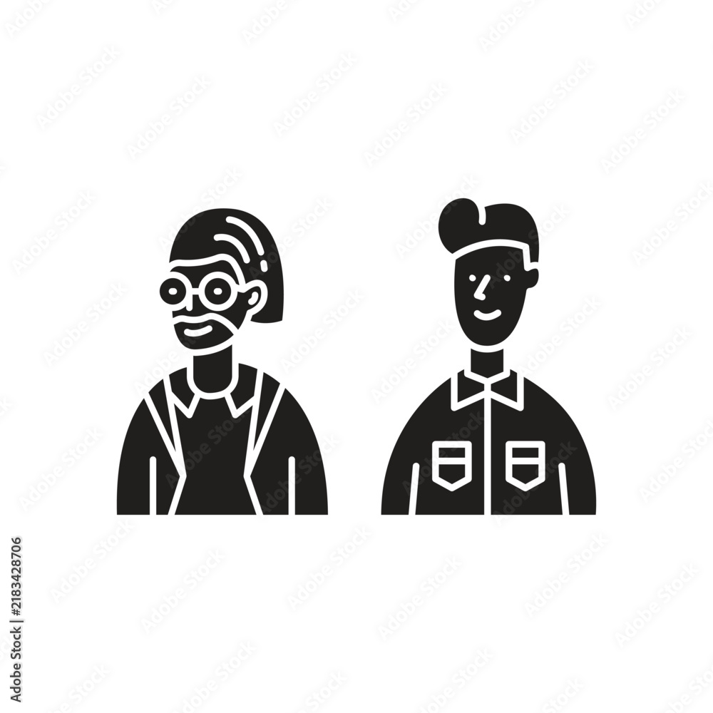 Fototapeta premium doodle people portrait avatars set illustration