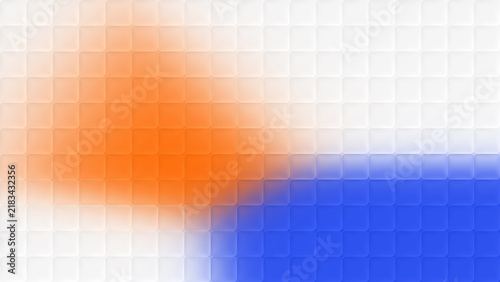 Obraz na płótnie Cubic glass pattern gradient background in orange, blue and white