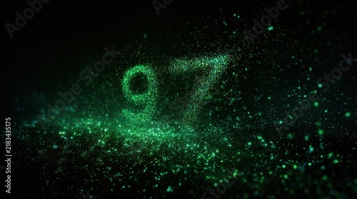 Plakat Green number nine particle effect