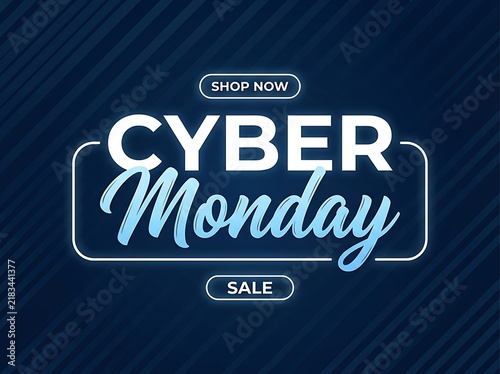Cyber monday sale neon text sign banner for shopping promotion