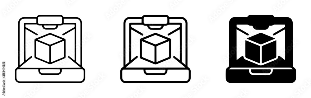 Fototapeta premium 3D Printing Icons, Cube Design, Technology Vector Graphics, Digital Manufacturing