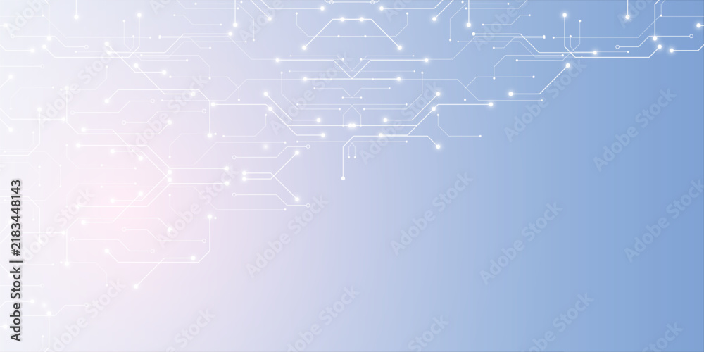 Obraz premium Glowing circuits pulse across a light blue digital grid. Neon lines trace futuristic pathways with electric spark effects. Abstract tech design evokes innovation and digital connectivity