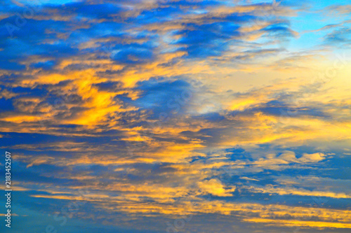 Clouds and the light reflected from the sunset, Dramatic sky background