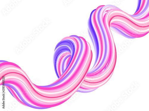 Modern abstract bright pink and purple 3D spiral with volumetric wavy lines. eps 10