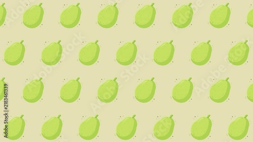 Cute tropical fruit seamless loop pattern with fresh green jackfruits