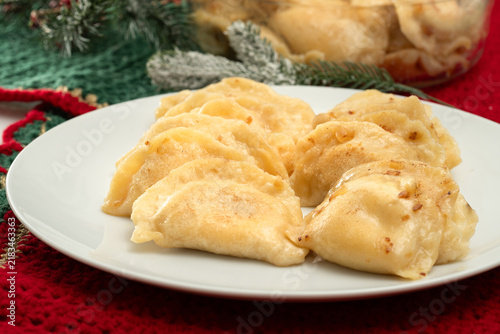 Traditional polish fried potato pierogi, Festive meal