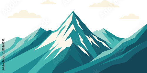 Majestic Snow Capped Mountain Landscape with Clouds.
