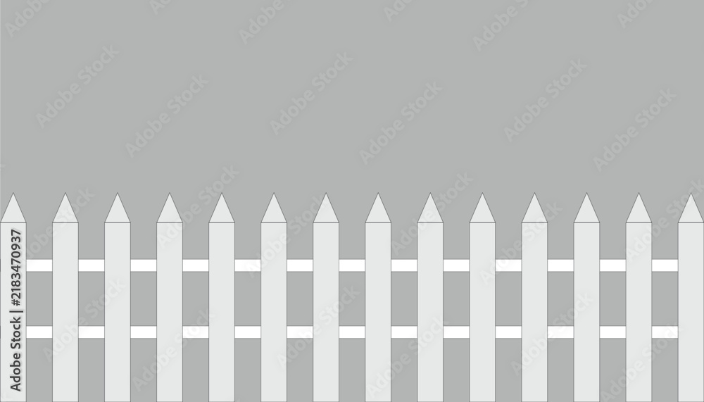 Obraz premium Seamless White Picket Fence Pattern on Gray Background Vector Illustration