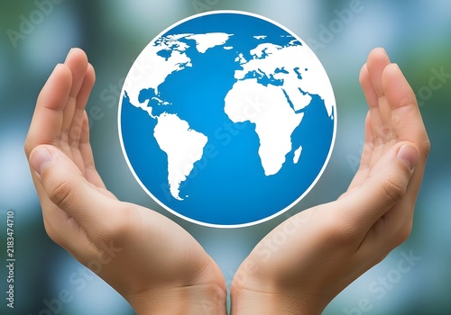 Hands gently holding globe illustration