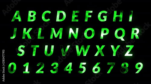 Alphabet A to Z Text Animation on Transparent Background, Neon Glowing Fire Letter Sign from A to Z with Alpha Channel.